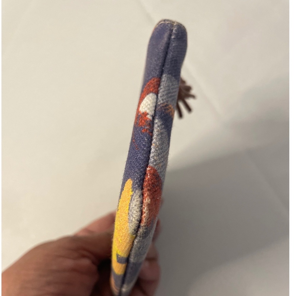 Dooney & Bourke Abstract Graffiti Canvas Coin Pouch Tassel Zip Wallet Blue Red - Picture 3 of 12